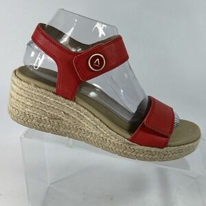 ABEO Riviera Sandals Women's Size 7 Red Leather Metatarsal Arch Support Woven